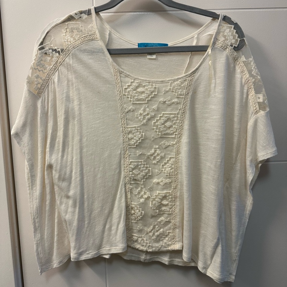 Women's Cream Lace Detail Top